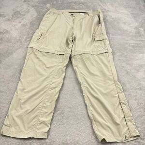 Columbia Cargo Convertible Pants Womens L Beige Nylon Snap Ankle Hiking Outdoors
